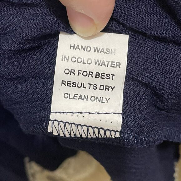Jodifl Navy Cream Fringe Embroidered Boho 100% Rayon Wrap Sweater Cardigan Sz S - Picture 11 of 12